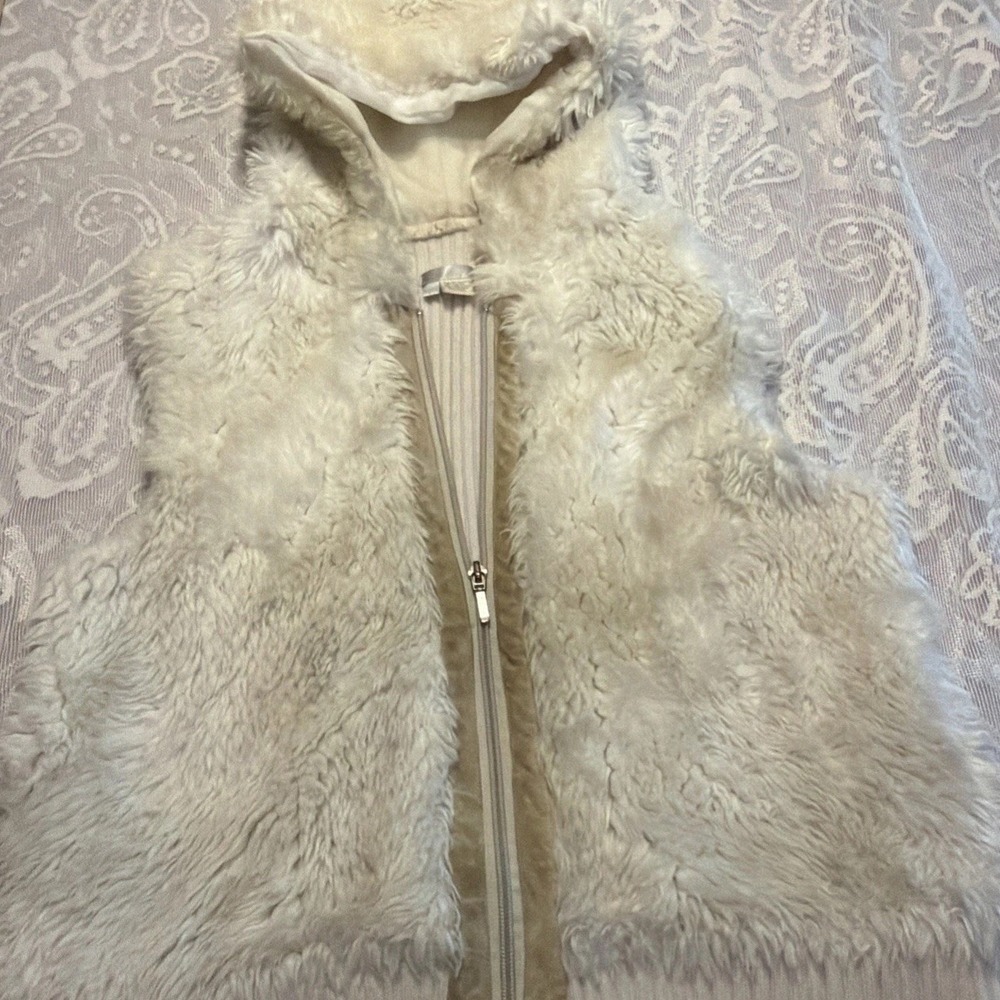 Vintage Lux 1990's Hooded Faux Fur Zip Sweater Vest Boho LagenCore Whmsigoth